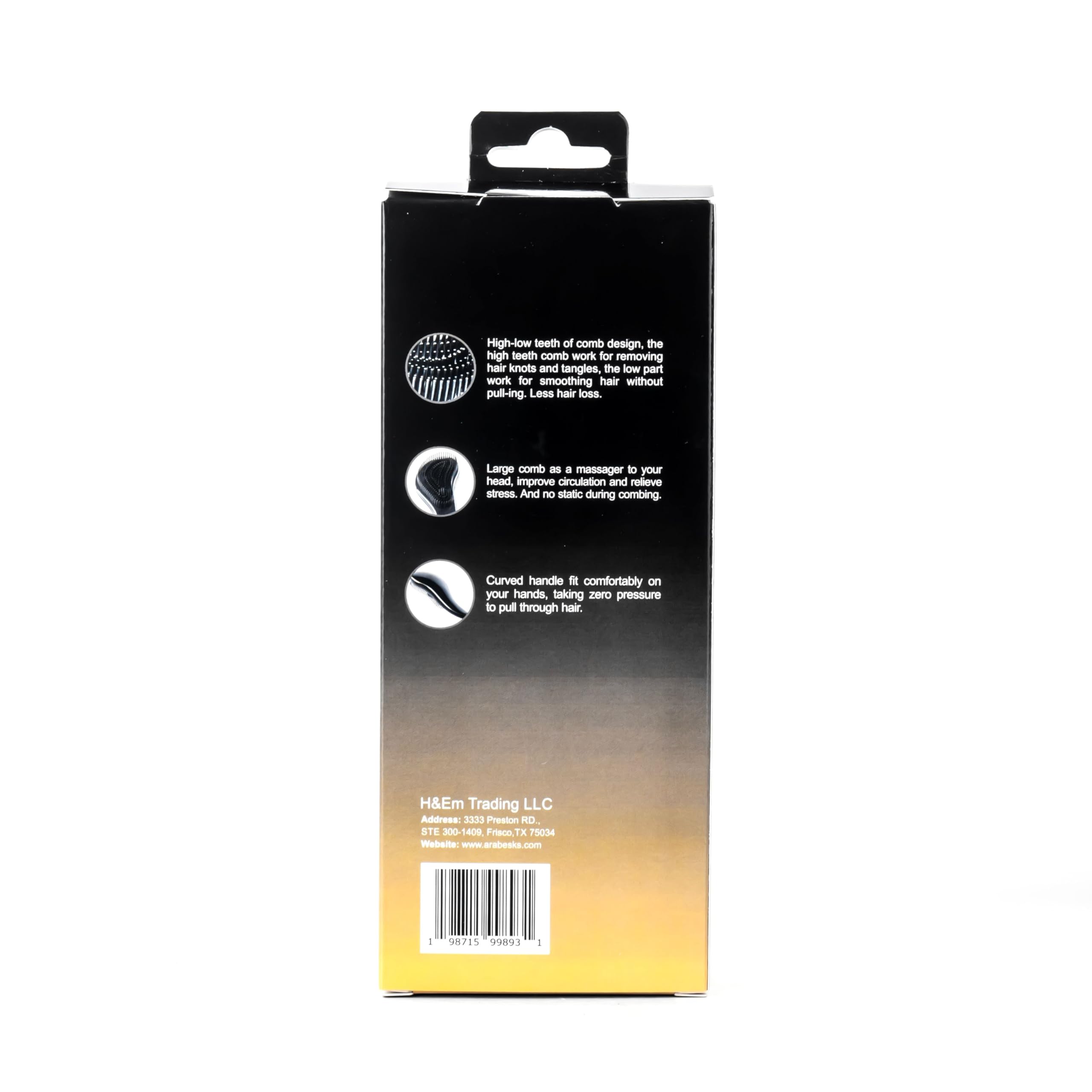 ARABESKS Detangling Brush for Adults & Kids Hair - Detangler Brush for Wavy, Curly, Straight, Wet or Dry Hair - Black
