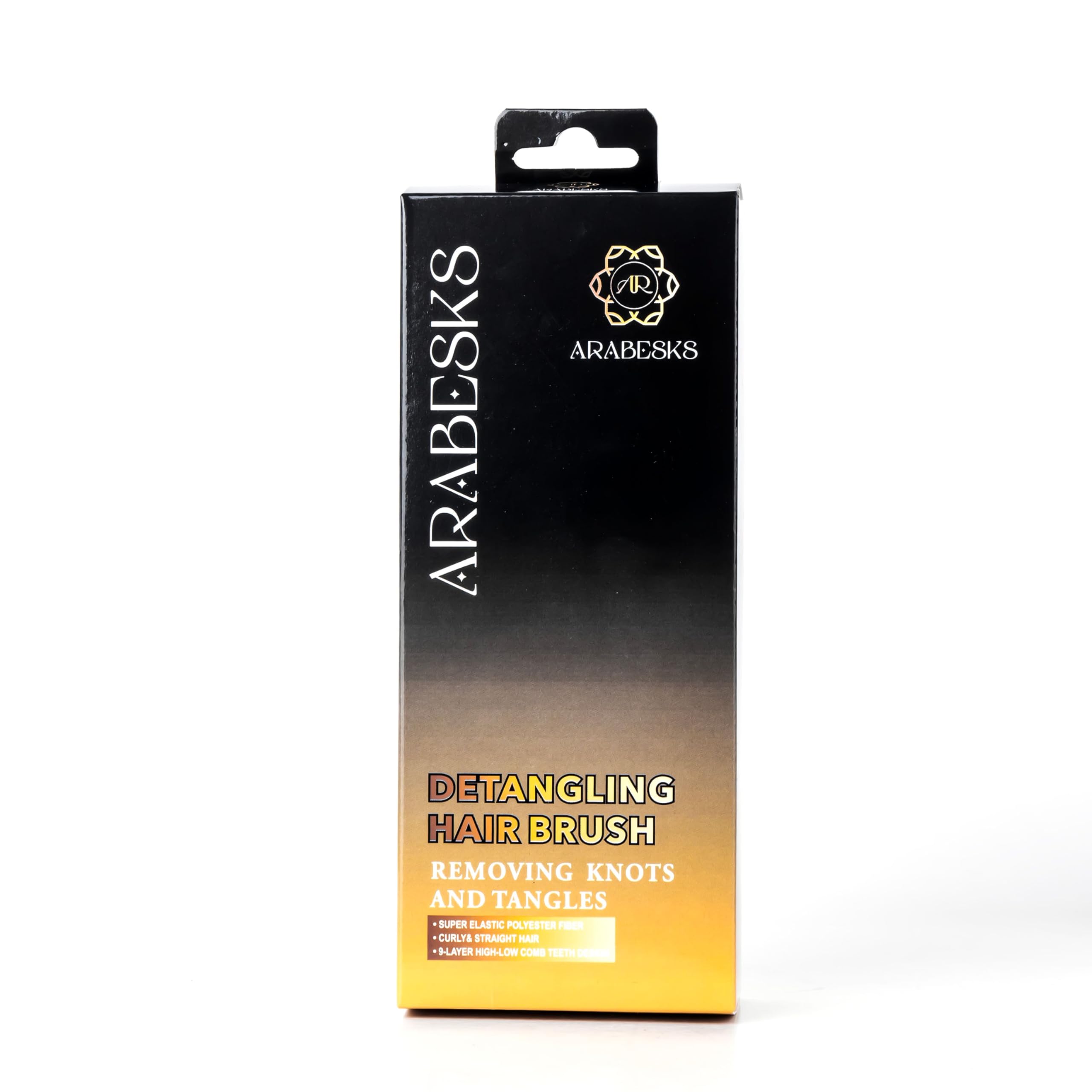 ARABESKS Detangling Brush for Adults & Kids Hair - Detangler Brush for Wavy, Curly, Straight, Wet or Dry Hair - Black